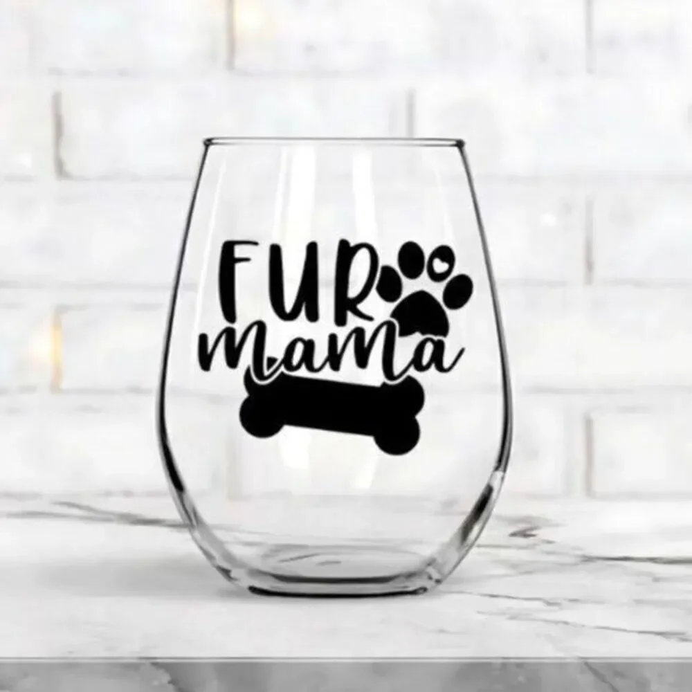 Fur Mama Wine Glass